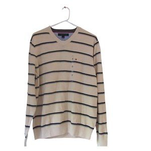 New w Tag, Tommy Hilfiger Core Navy & Beige Pullover Polo Sweater Shirt, SZ M